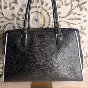 Kate Spade New York Black Pebbled Leather Tote Shoulder Bag Classic Work Purse